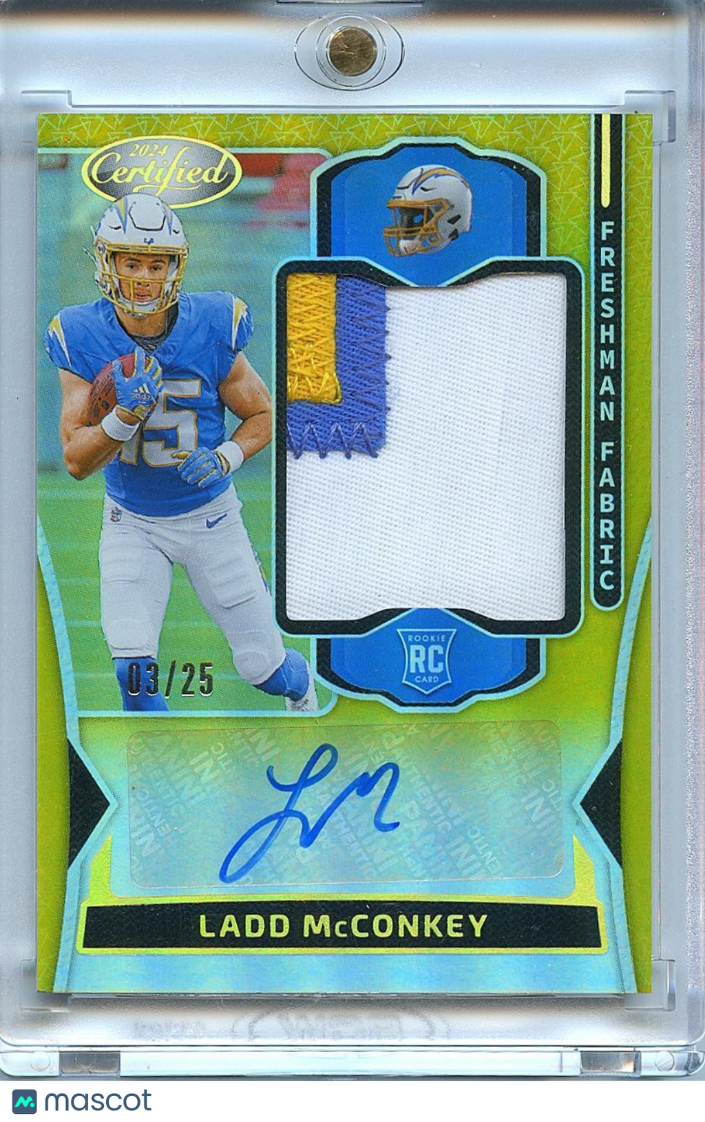 Ladd Mcconkey 2024 Certified GOLD Auto Autograph Patch RC LA Chargers 3/25