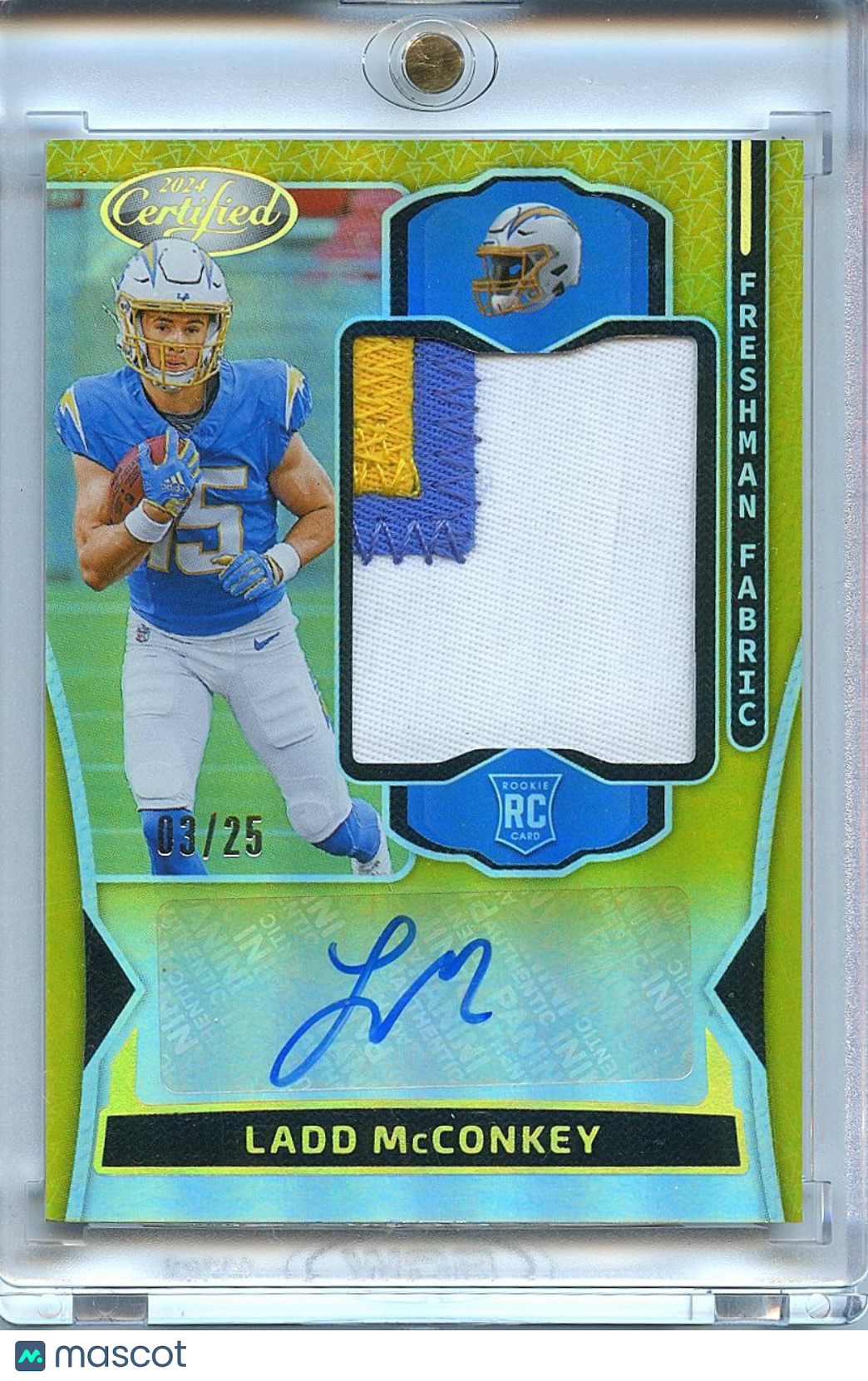 Ladd Mcconkey 2024 Certified GOLD Auto Autograph Patch RC LA Chargers 3/25