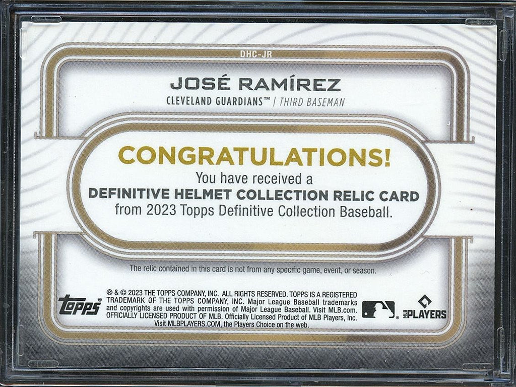 Jose Ramirez 2023 Definitive Game Used Helmet Relic Cleveland Guardians 41/50