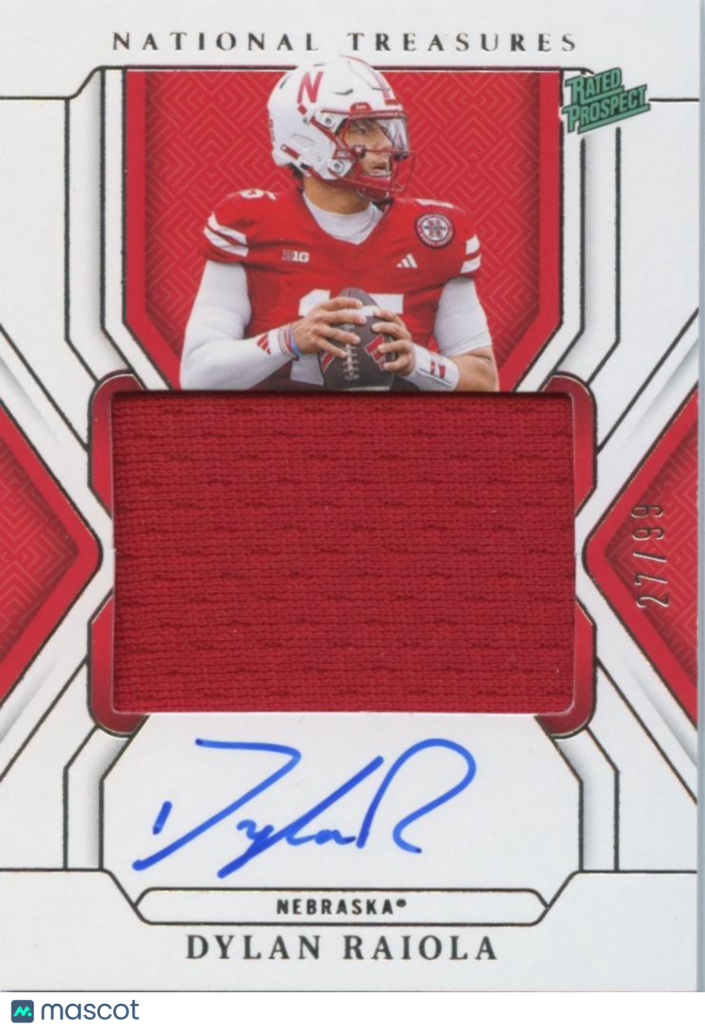 Dylan Raiola 2025 National Treasures Auto Autograph Patch RC Nebraska 27/99 #84