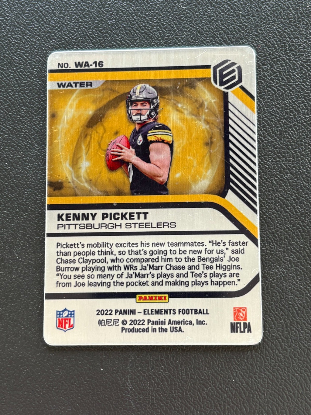 Kenny Pickett 2022 Elements Water SSP CASE HIT Rookie Pittsburgh Steelers