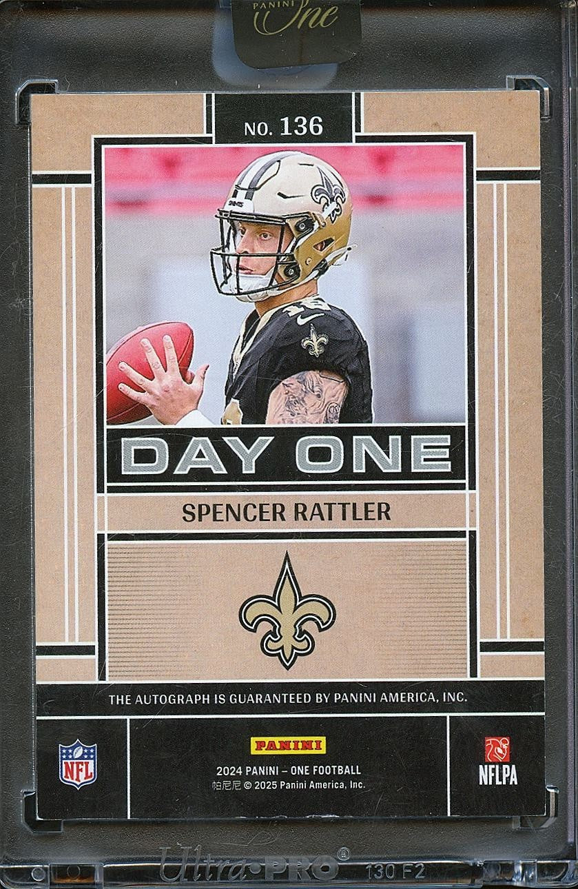 Spencer Rattler 2024 Panini One Auto Autograph RC New Orleans Saints 34/99