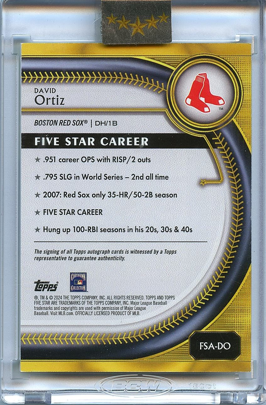 David Ortiz 2024 Topps Five Star on Card Auto Autograph Boston Red Sox 49/50
