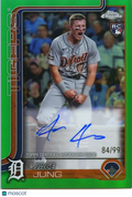 Jace Jung 2025 Topps Chrome Green Auto Autograph RC Detroit Tigers 84/99