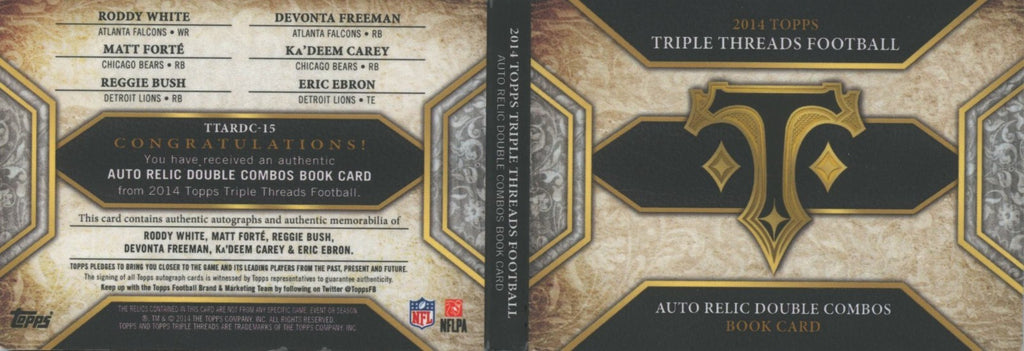 Roddy White / Bush / Forte Freeman Carey 2014 Triple Threads Auto Booklet 18/18