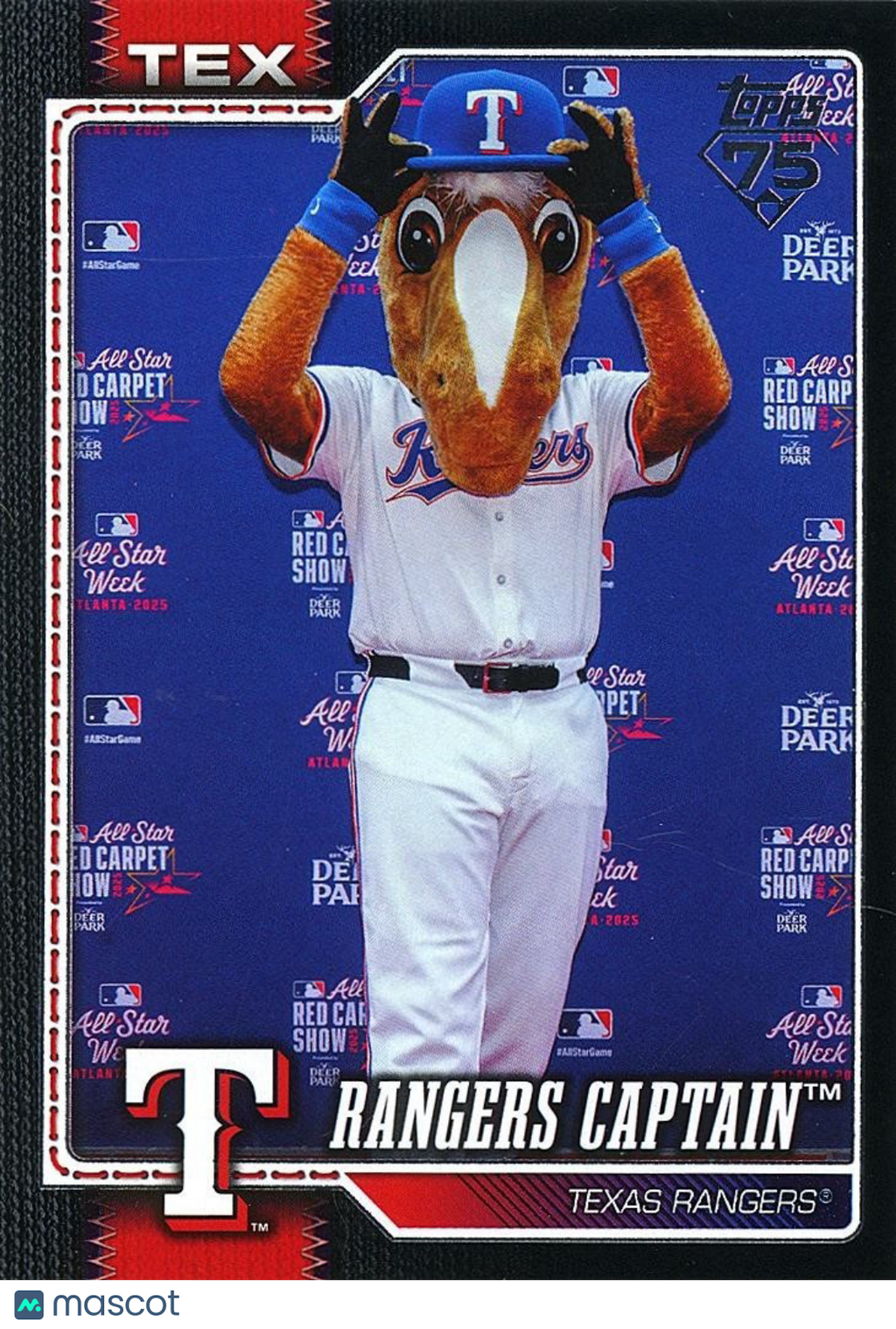 Rangers Captain 2026 Topps 76 Mascot Black Foil Texas Rangers 2/10 #M12