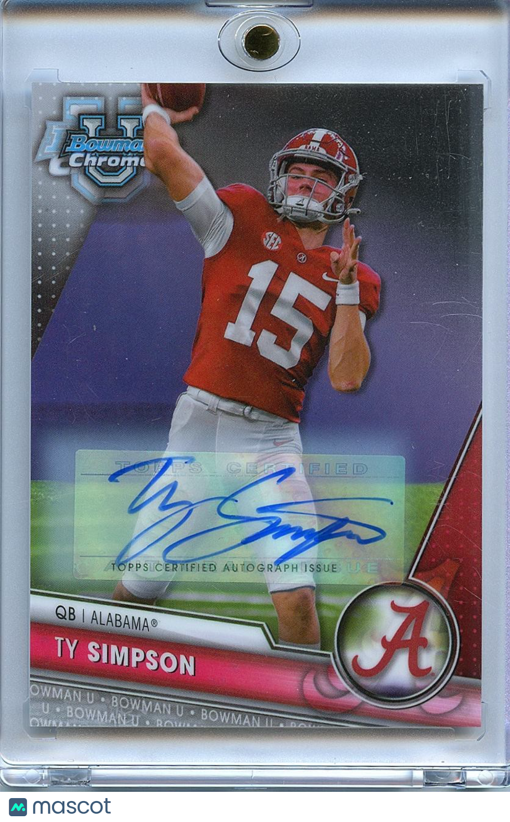 Ty Simpson 2023 Bowman Chrome Auto Autograph RC Alabama LA Rams