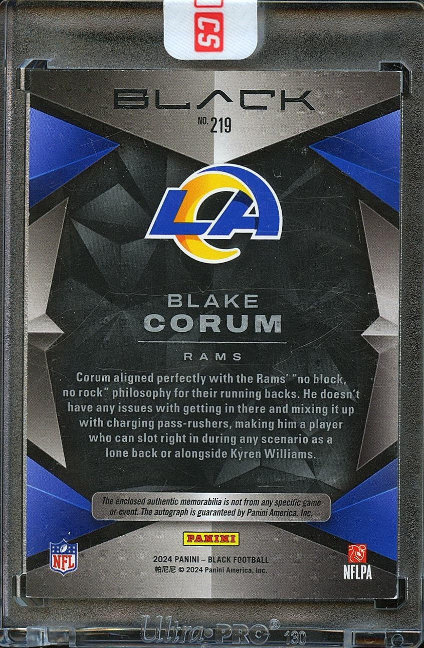 Blake Corum 2024 Black Auto Autograph Patch RC Rookie Los Angeles Rams 9/249
