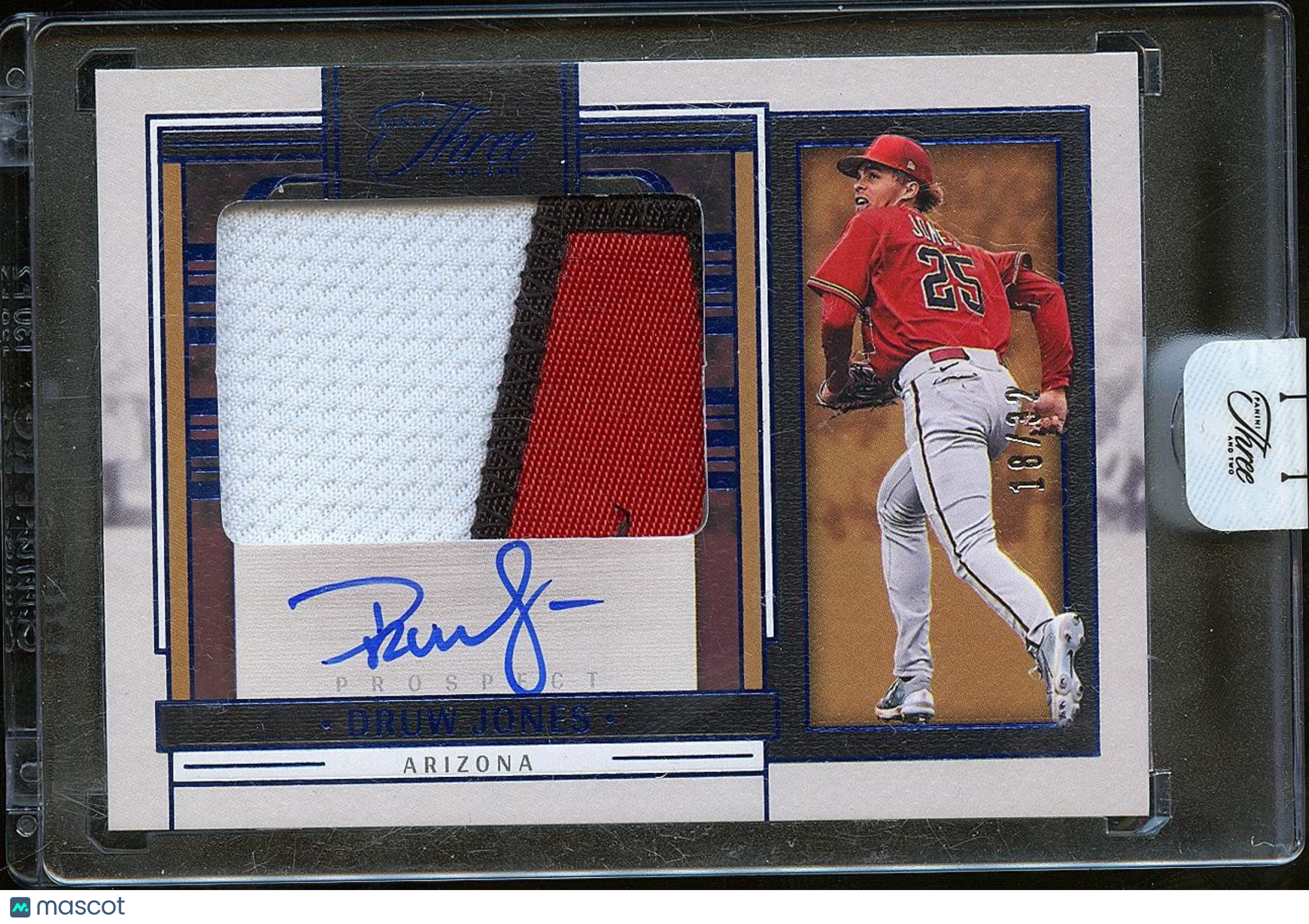 Druw Jones 2024 Panini Three & Two Auto Autograph Patch RC Diamondbacks 18/32