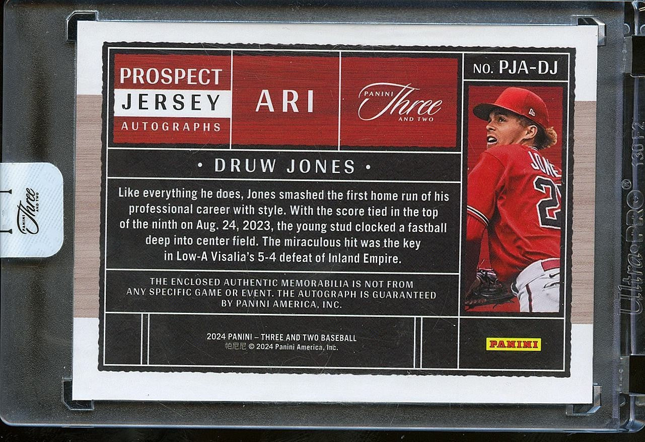 Druw Jones 2024 Panini Three & Two Auto Autograph Patch RC Diamondbacks 18/32