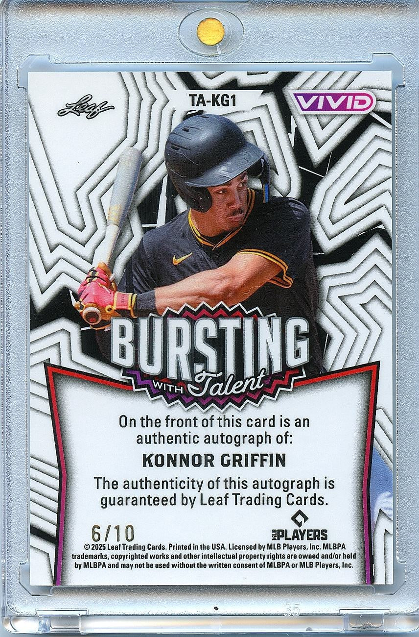 Konnor Griffin 2025 Leaf Vivid Auto Autograph RC Pittsburgh Pirates 6/10