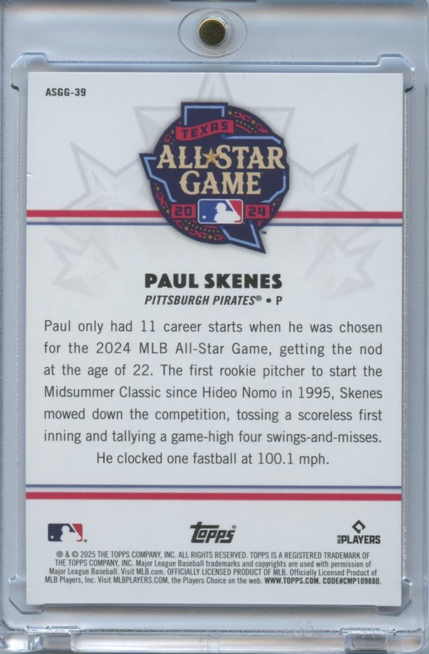 Paul Skenes 2025 Topps All-Star Game Greats ORANGE Pittsburgh Pirates 21/25