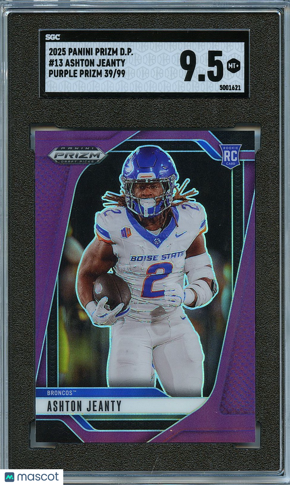 Ashton Jeanty 2025 Prizm Draft Purple Prizm Rookie RC Boise State 39/99 SGC 9.5