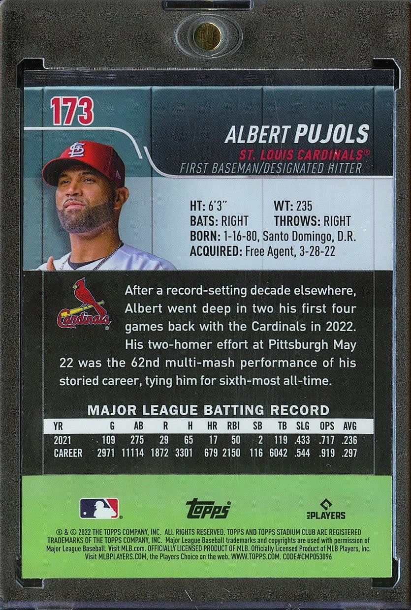 Albert Pujols 2022 Stadium Club GOLD Minted Refractor SSP St. Louis Cardinals