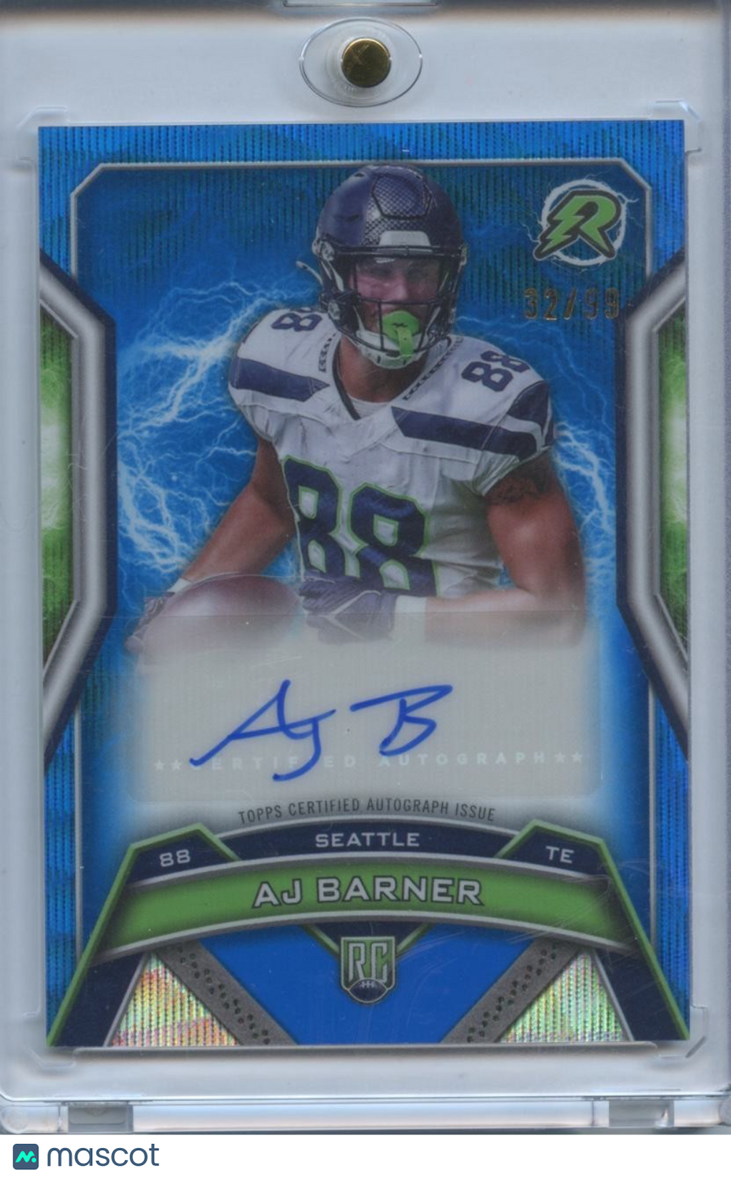 AJ Barner 2025 Resurgence Auto Autograph Blue RC Seattle Seahawks 32/99