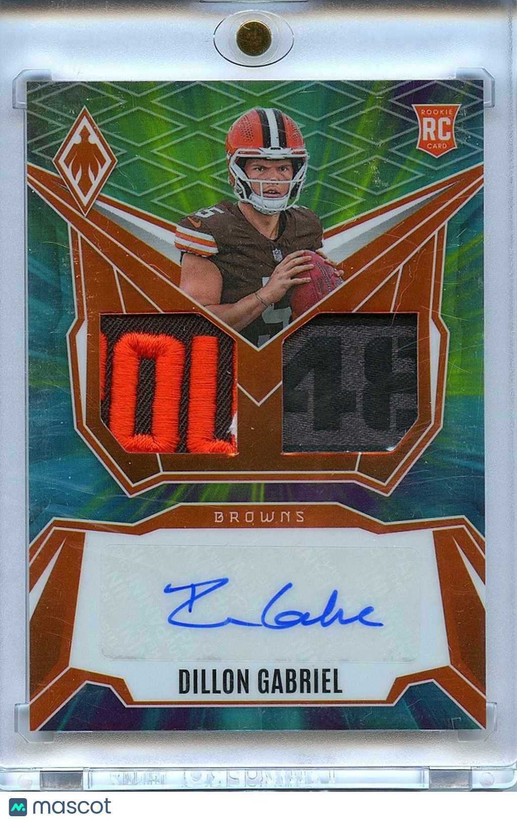 Dillon Gabriel 2025 Phoenix Auto Autograph LOGO Laundry Tag Patch RC Browns /25