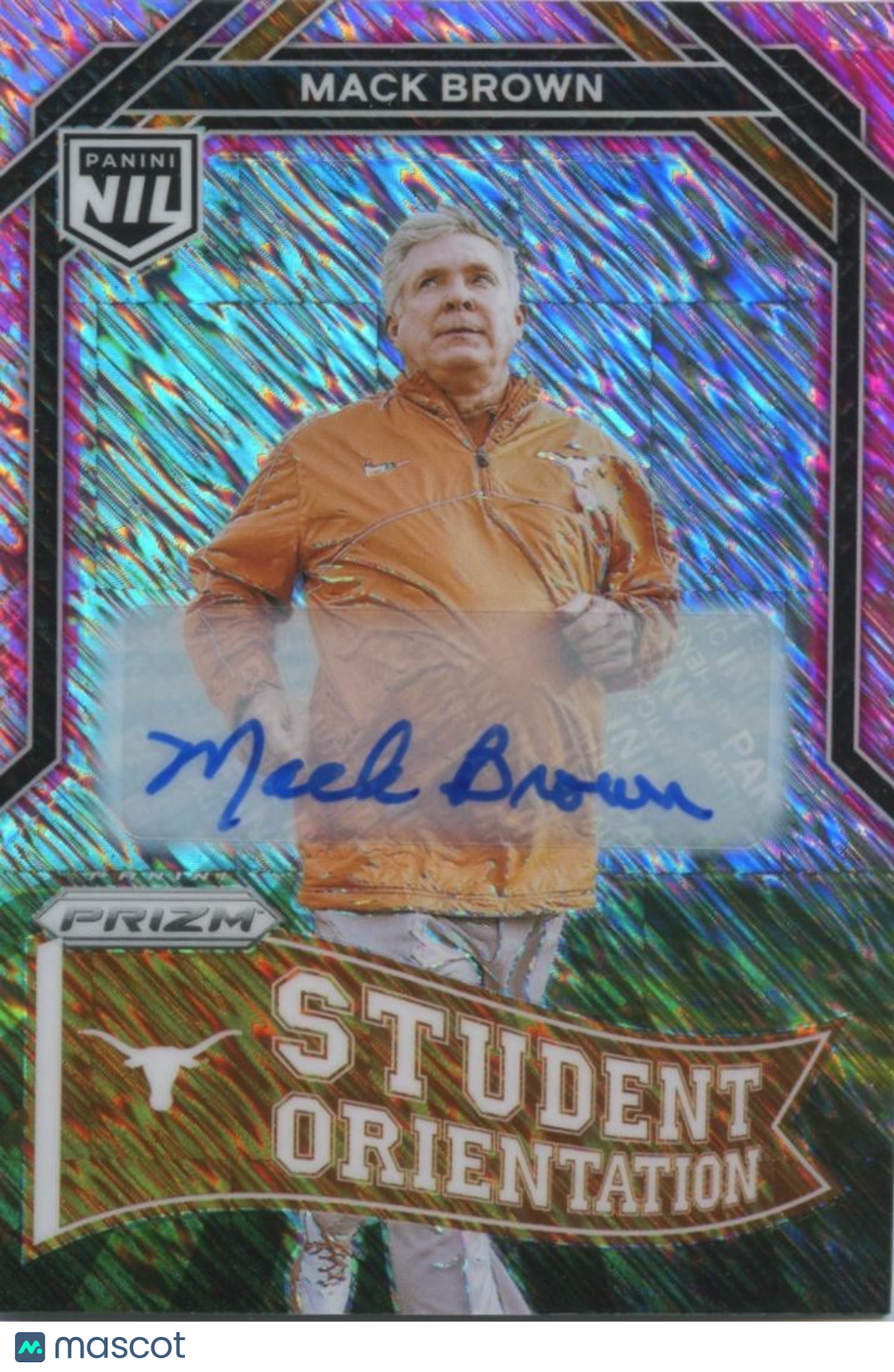 Mack Brown 2025 Prizm NIL Pink Shimmer Auto Autograph Texas Longhorns