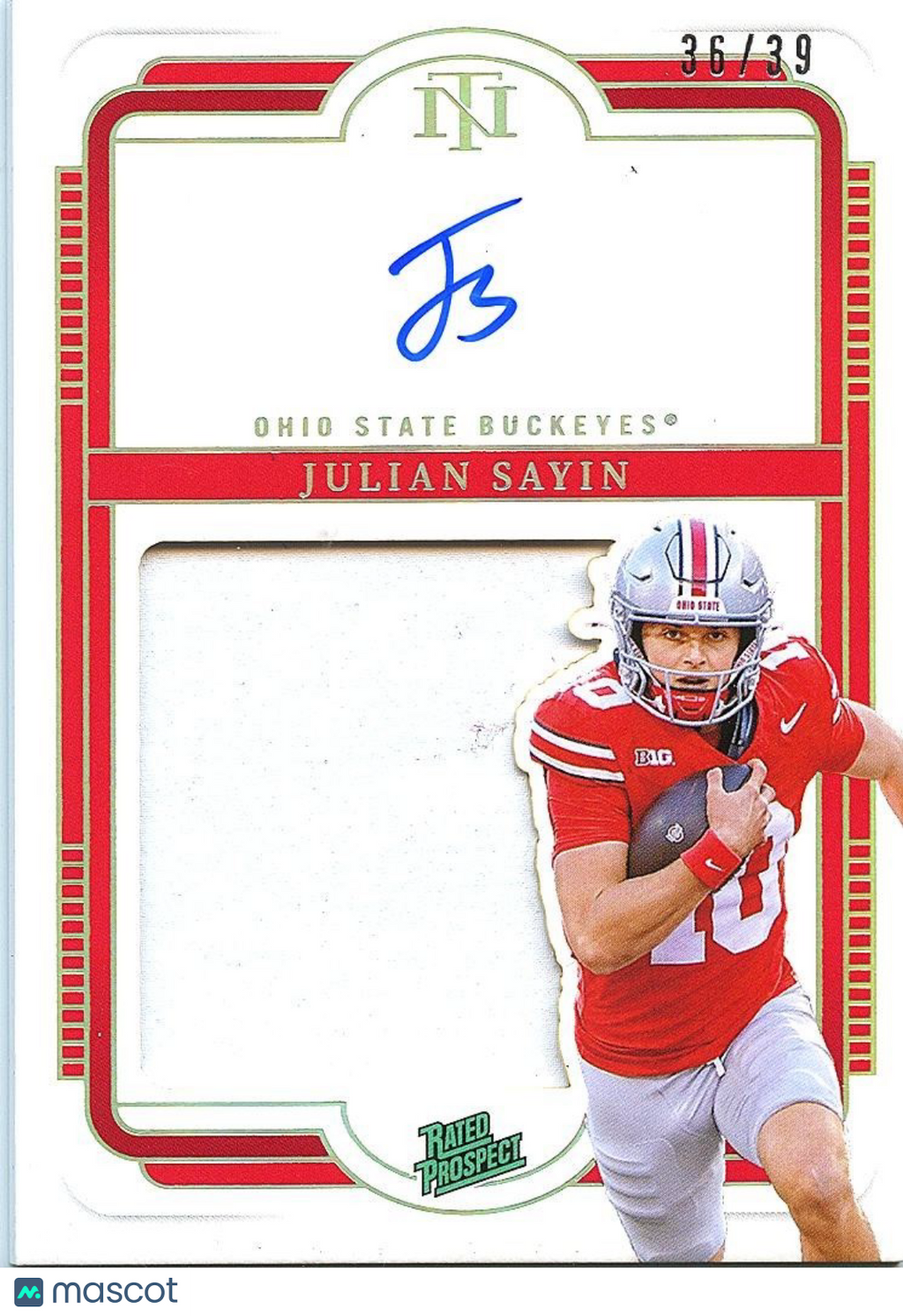 Julian Sayin 2025 National Treasures Auto Autograph Patch RC Ohio State 36/39