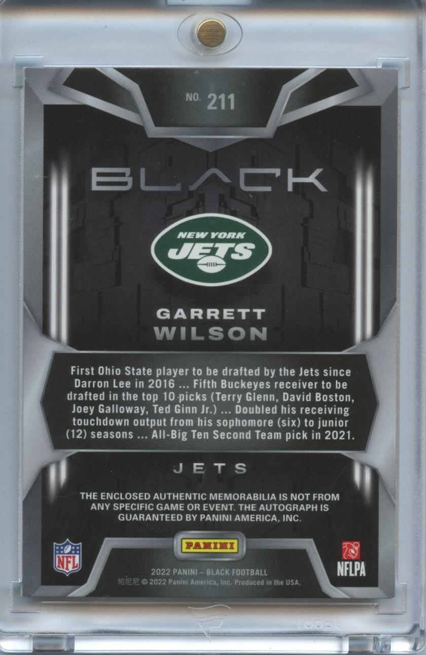 Garrett Wilson 2022 Black Auto Autograph Patch Rookie RC New York Jets 7/10