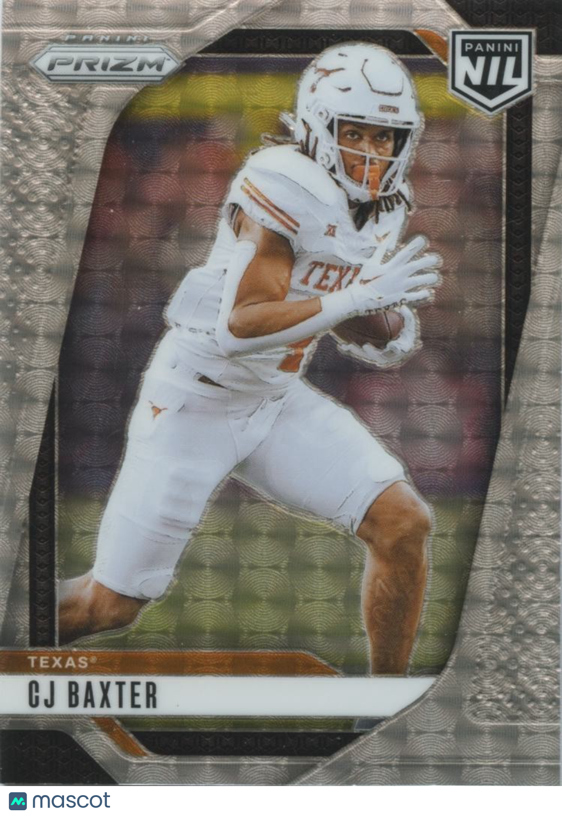 CJ Baxter 2025 Prizm NIL Silver Vinyl Prizm SSP Rookie RC Texas Longhorns 12/25