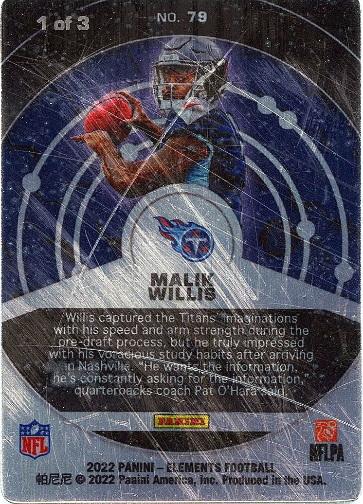 Malik Willis 2022 Elements Lithium Metal Rookie RC Titans Dolphins 1/3 #79