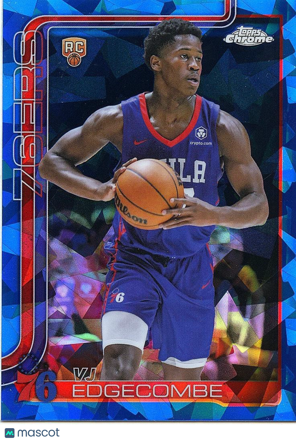 VJ Edgecombe 2025-26 Topps Chrome Sapphire Rookie RC Philadelphia 76ers #253