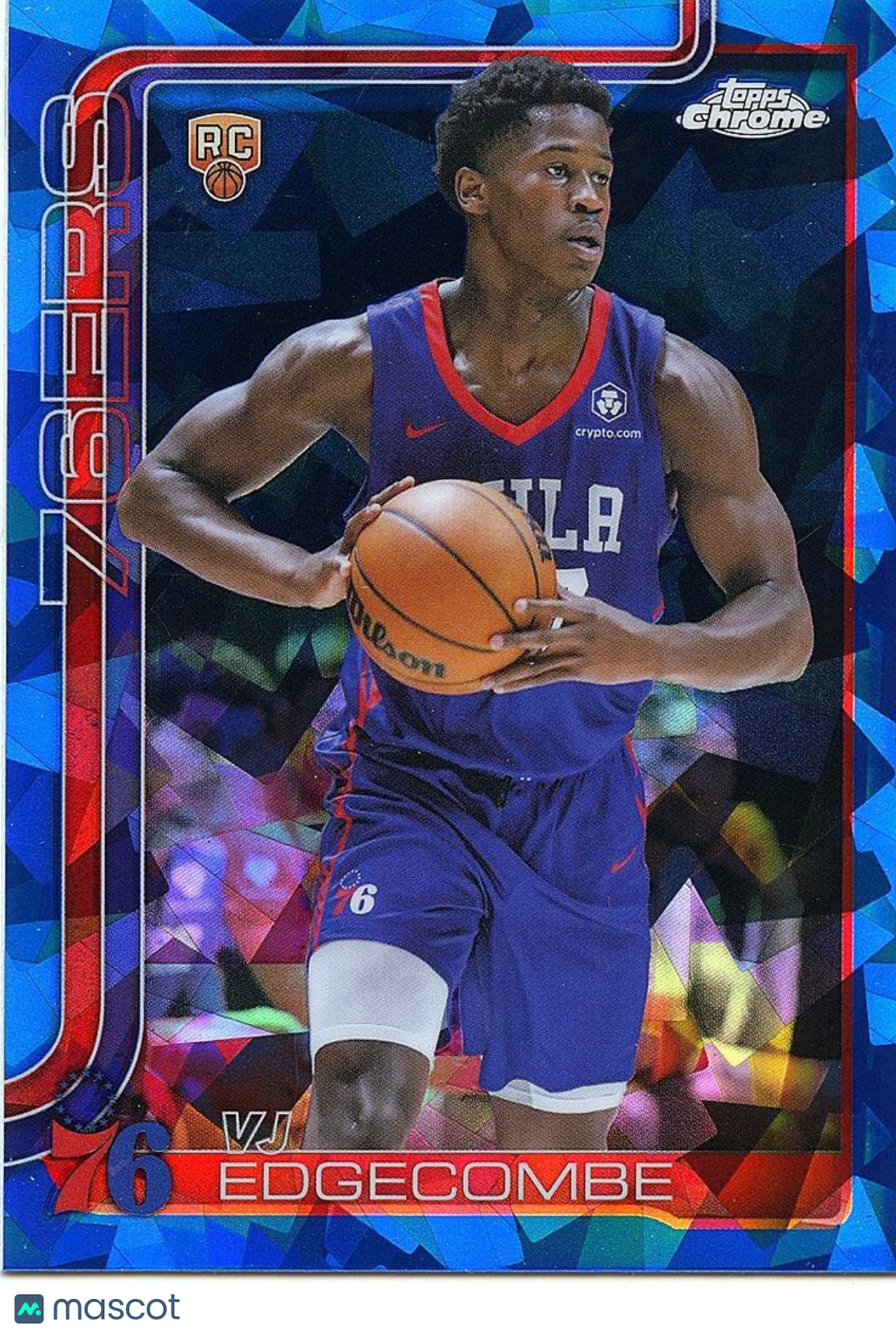 VJ Edgecombe 2025-26 Topps Chrome Sapphire Rookie RC Philadelphia 76ers #253