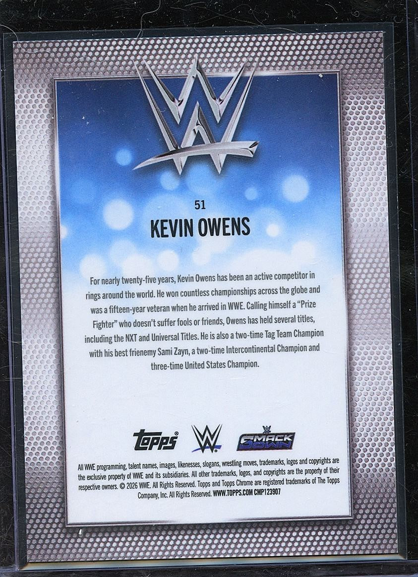 Kevin Owens 2025 Topps Chrome Black Refractor WWE Wrestling 6/10