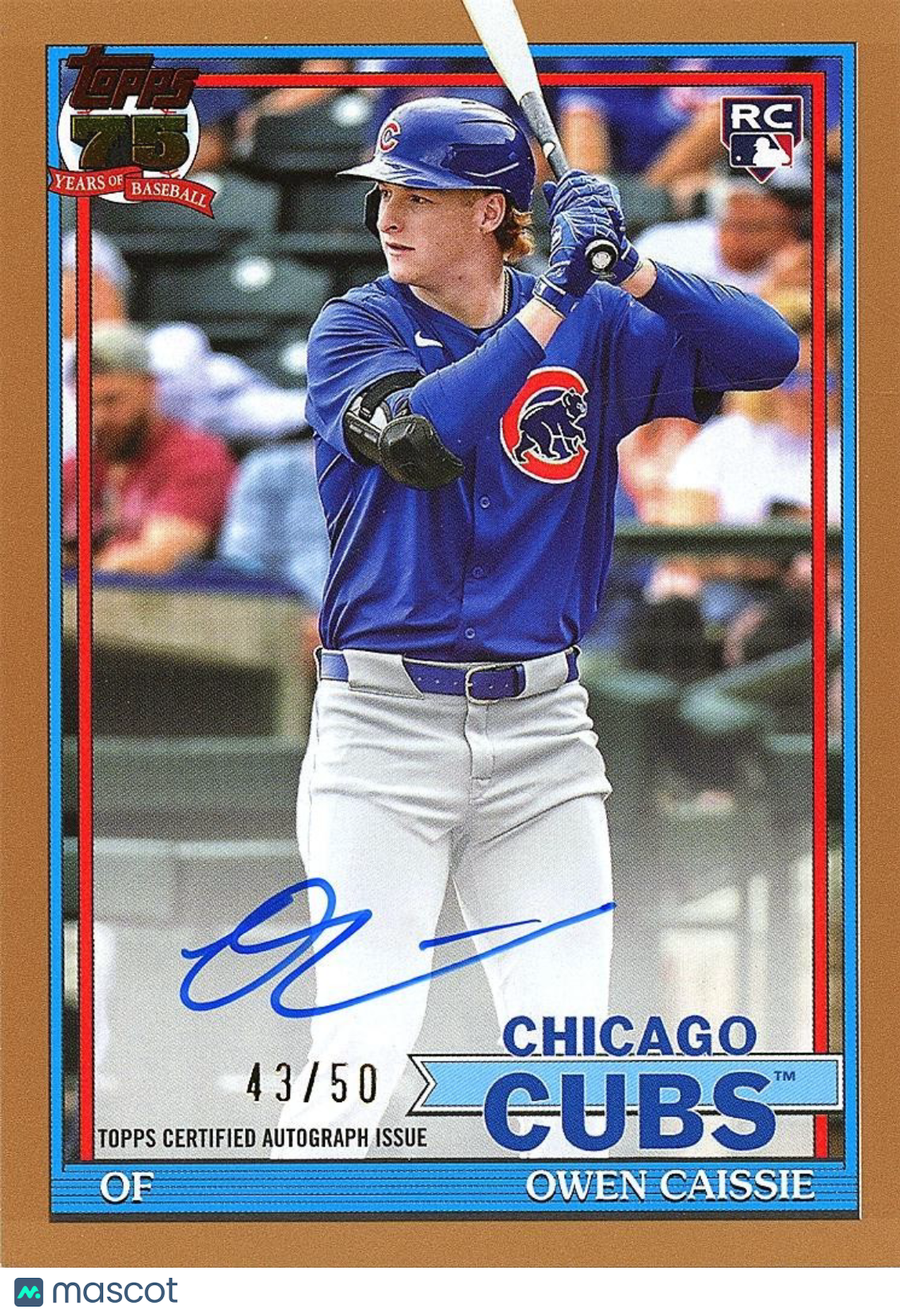 Owen Caissie 2026 Topps '91 GOLD Auto Autograph RC Rookie Cubs 43/50
