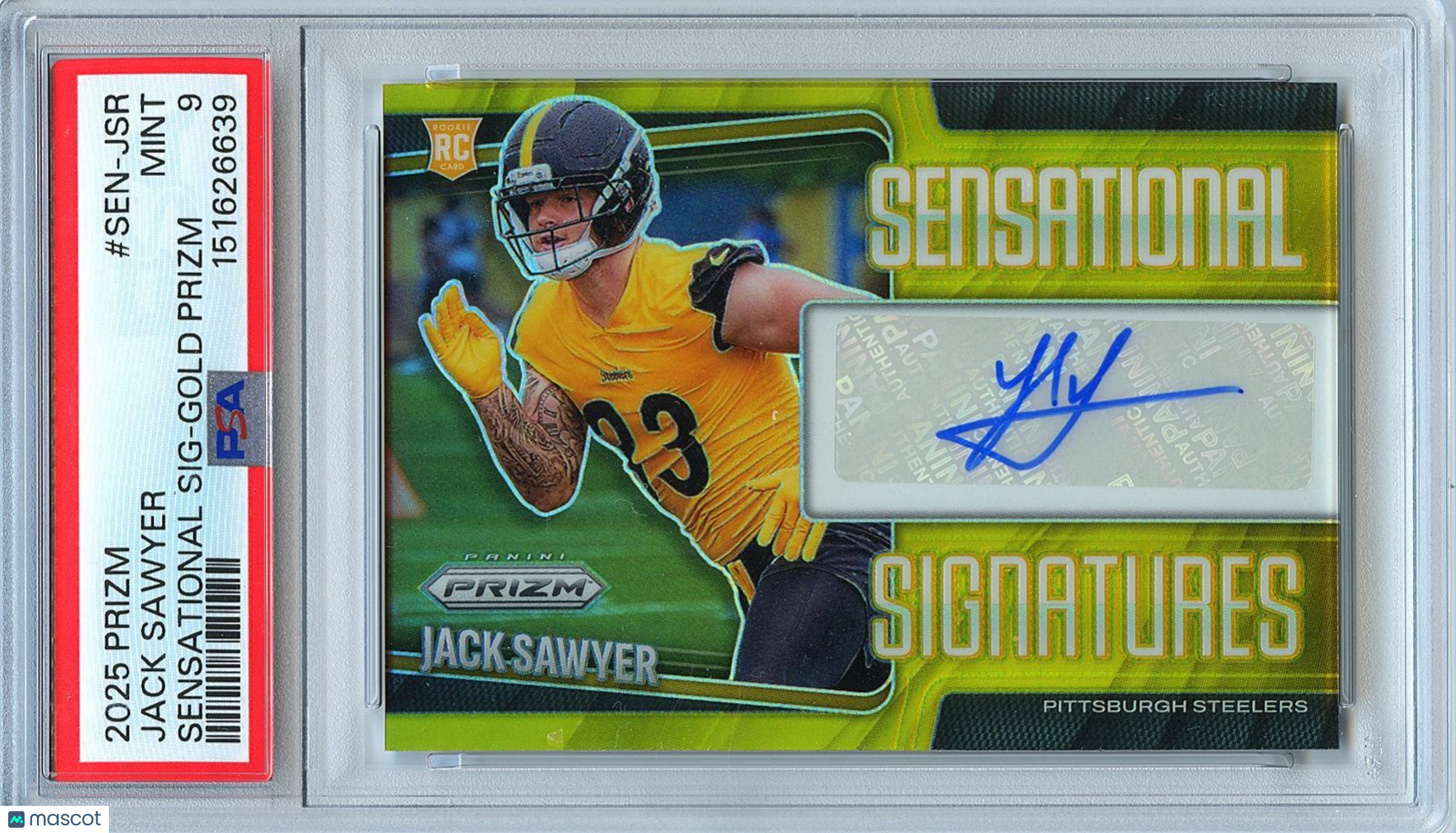 Jack Sawyer 2025 Prizm GOLD Auto Autograph RC Pittsburgh Steelers 9/10 PSA 9