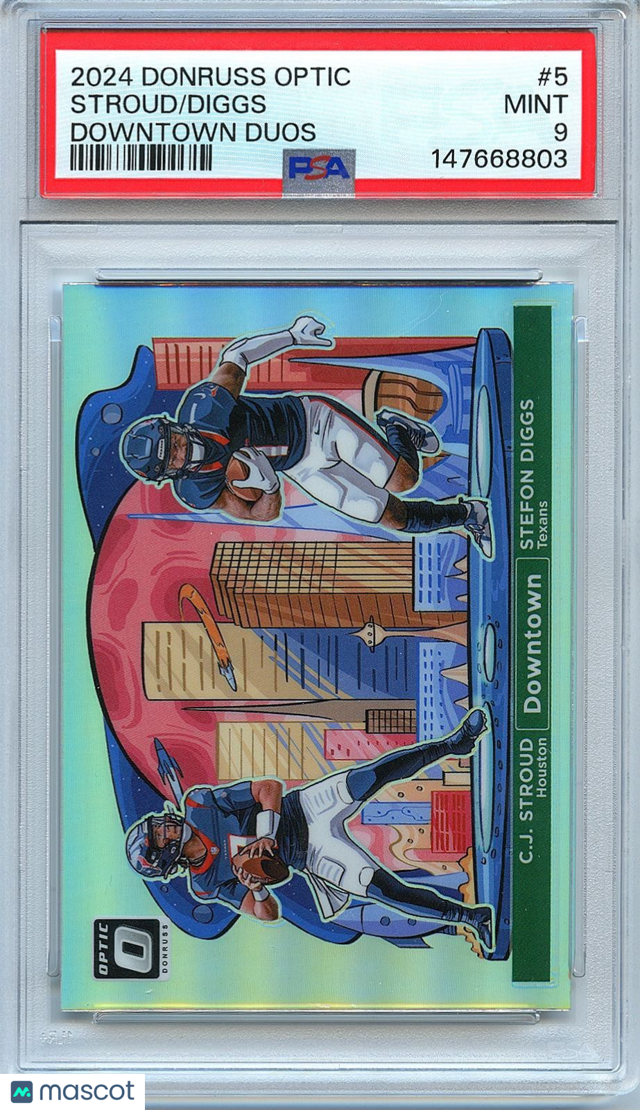 CJ Stroud / Stefon Diggs 2024 Optic DOWNTOWN Duos CASE HIT Houston Texans PSA 9