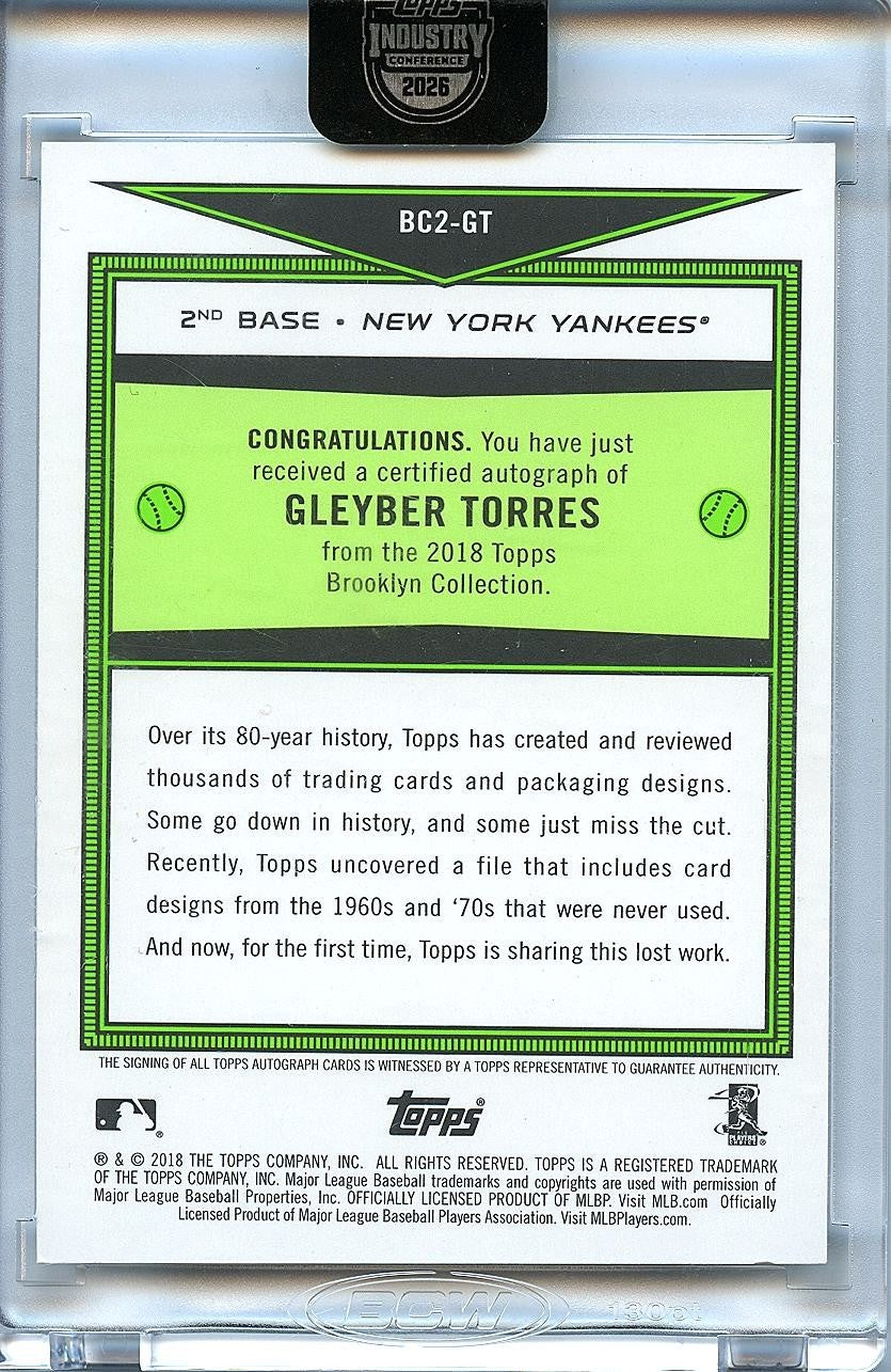 Gleyber Torres 2018 Topps Brooklyn Collection Auto Autograph RC NY Yankees 10/25