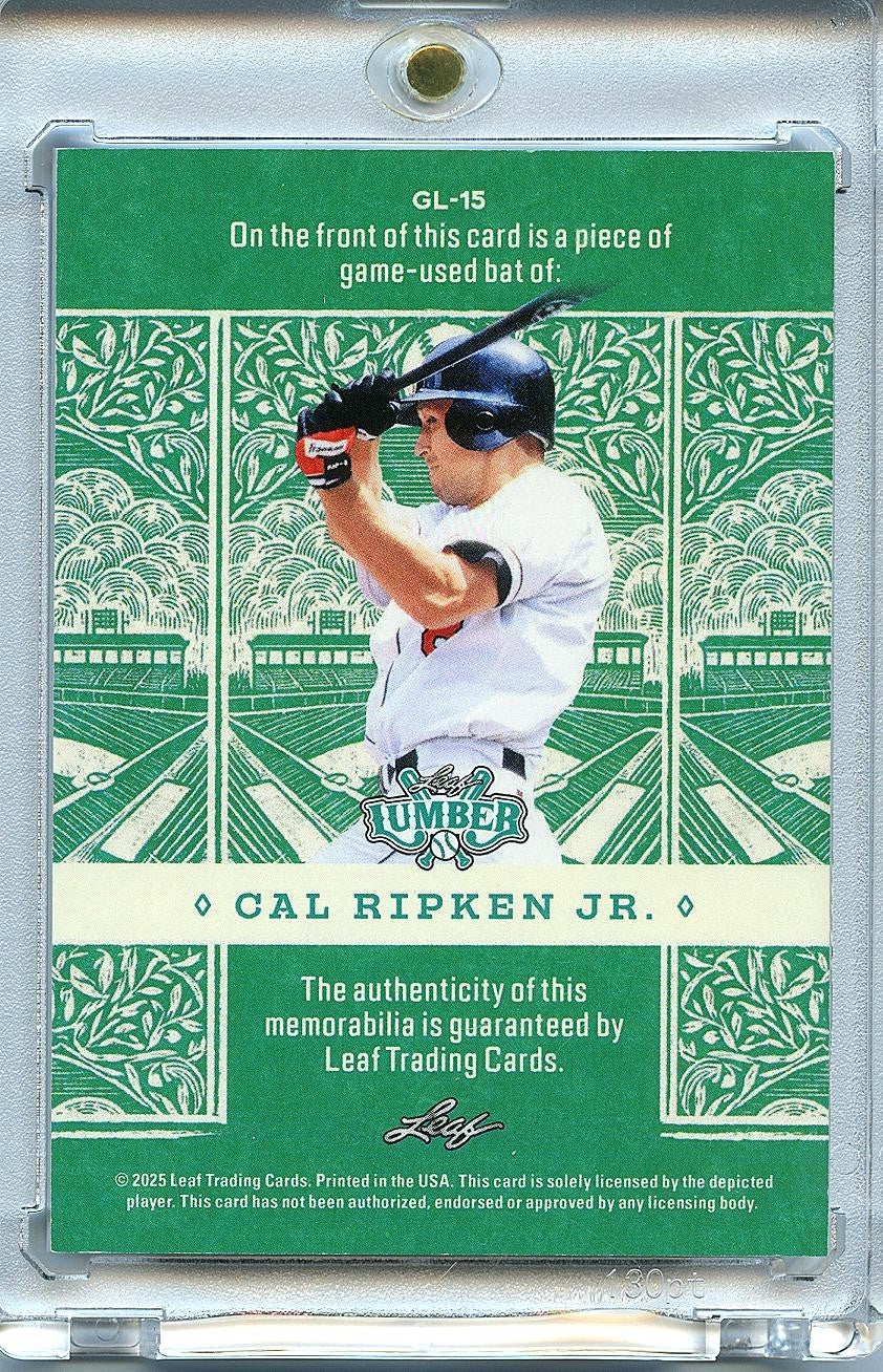 Cal Ripken Jr. 2025 Leaf Lumber Game Used Bat Relic Orioles 2/5