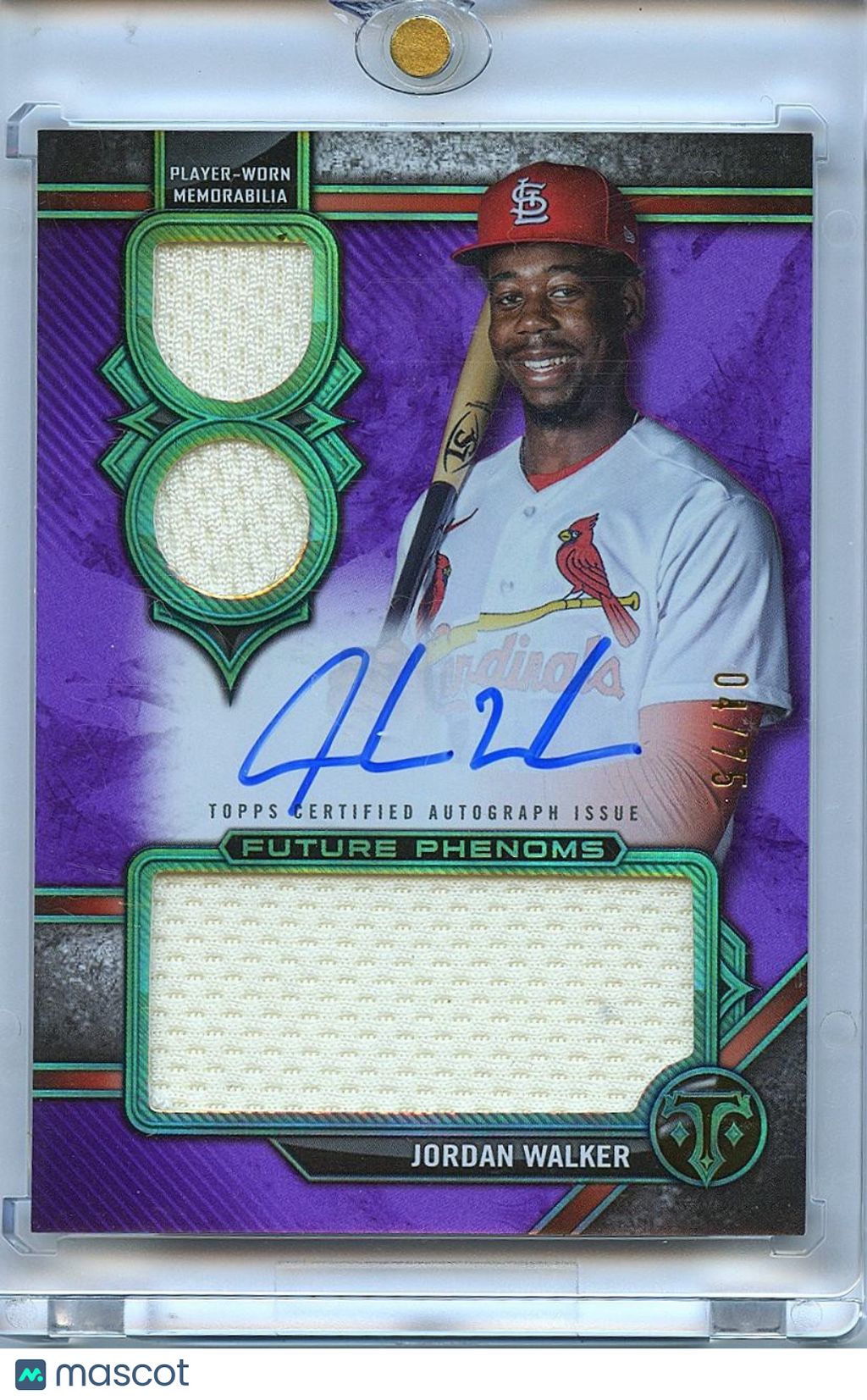 Jordan Walker 2024 Topps Triple Threads Auto Autograph Patch Cardinals 4/75
