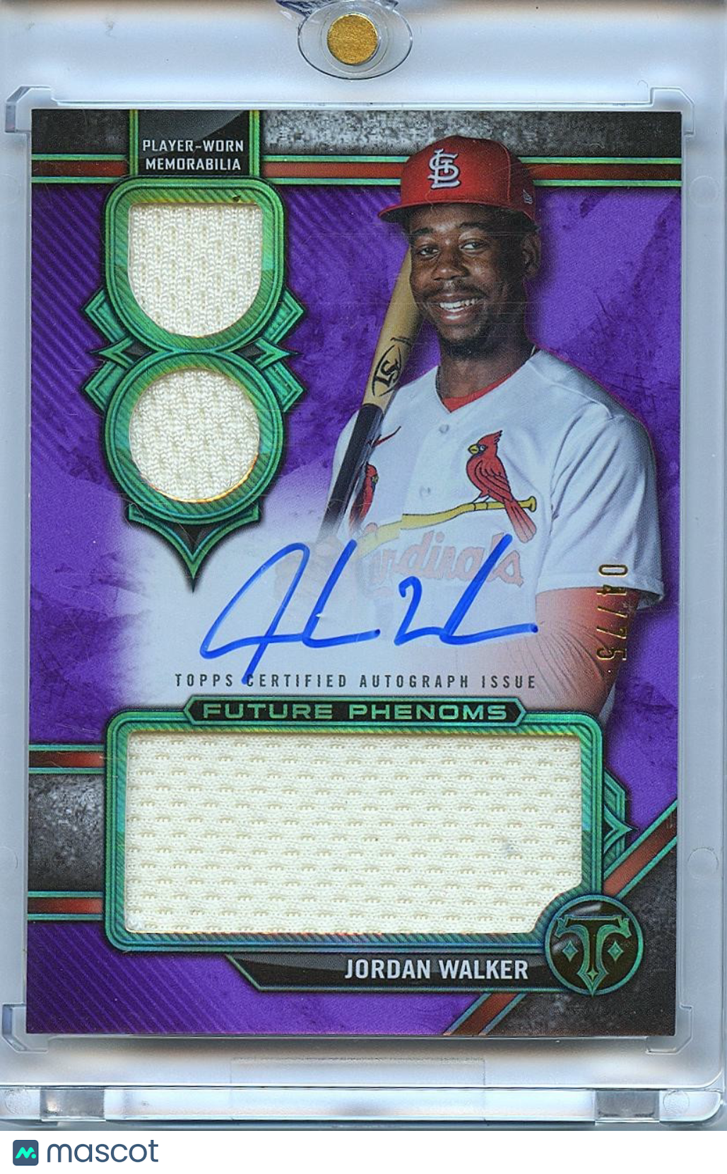 Jordan Walker 2024 Topps Triple Threads Auto Autograph Patch Cardinals 4/75