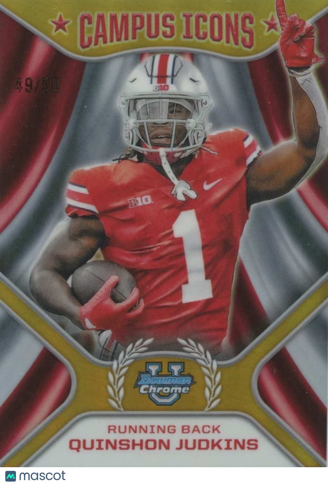 Quinshon Judkins 2024 Bowman Chrome Icons GOLD Refractor RC Ohio State 49/50