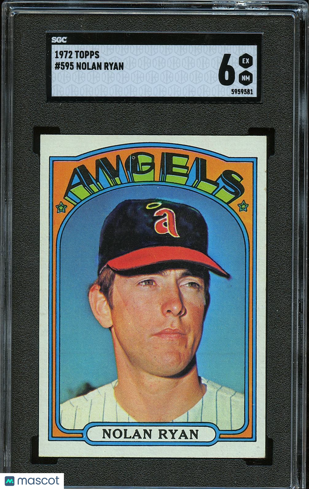 Nolan Ryan 1972 Topps Card California Angels #595 SGC 6
