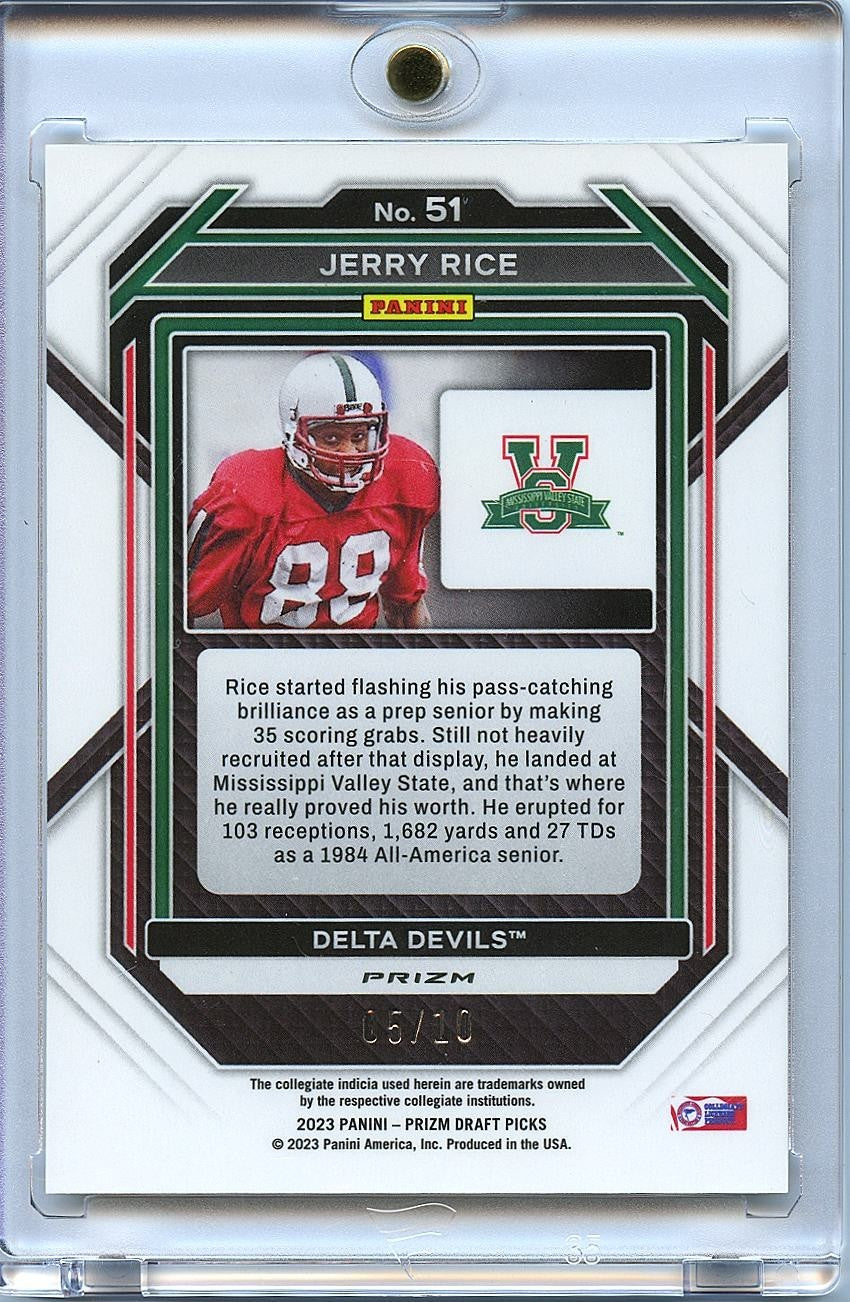 Jerry Rice 2023 Prizm Draft GOLD Prizm SSP San Francisco 49ers 5/10