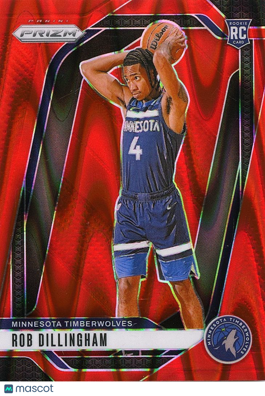 Rob Dillingham 2024-25 Prizm Red Seismic Prizm Rookie Timberwolves 47/299