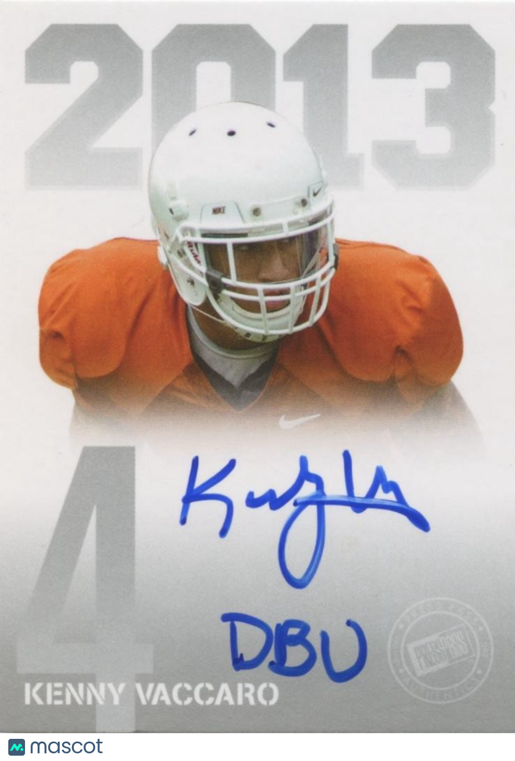 Kenny Vaccaro 2013 Press Pass Inscription Auto Autograph SSP RC Texas Longhorns