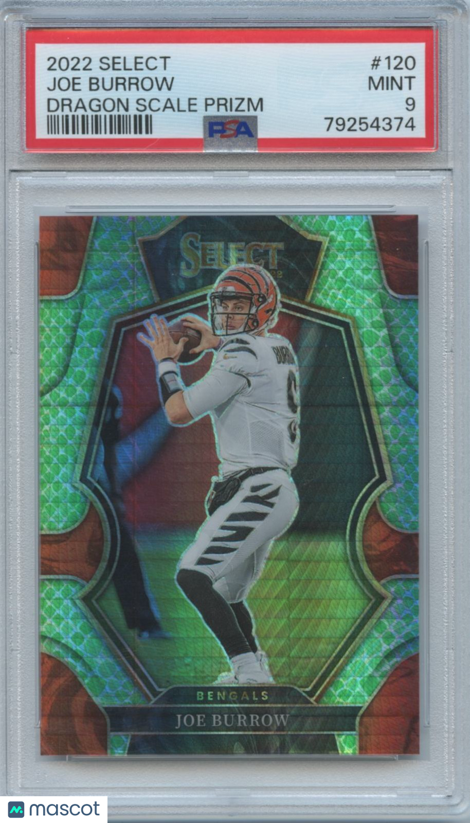 Joe Burrow 2022 Select Dragon Scale Prizm Cincinnati Bengals 80/89 PSA 9