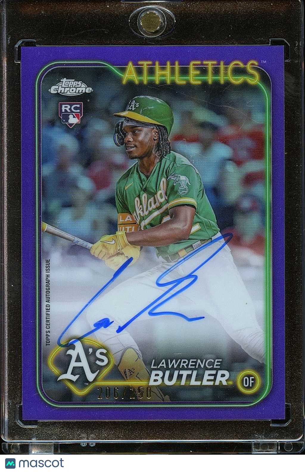 Lawrence Butler 2024 Topps Chrome Purple Auto Autograph RC Athletics 206/250
