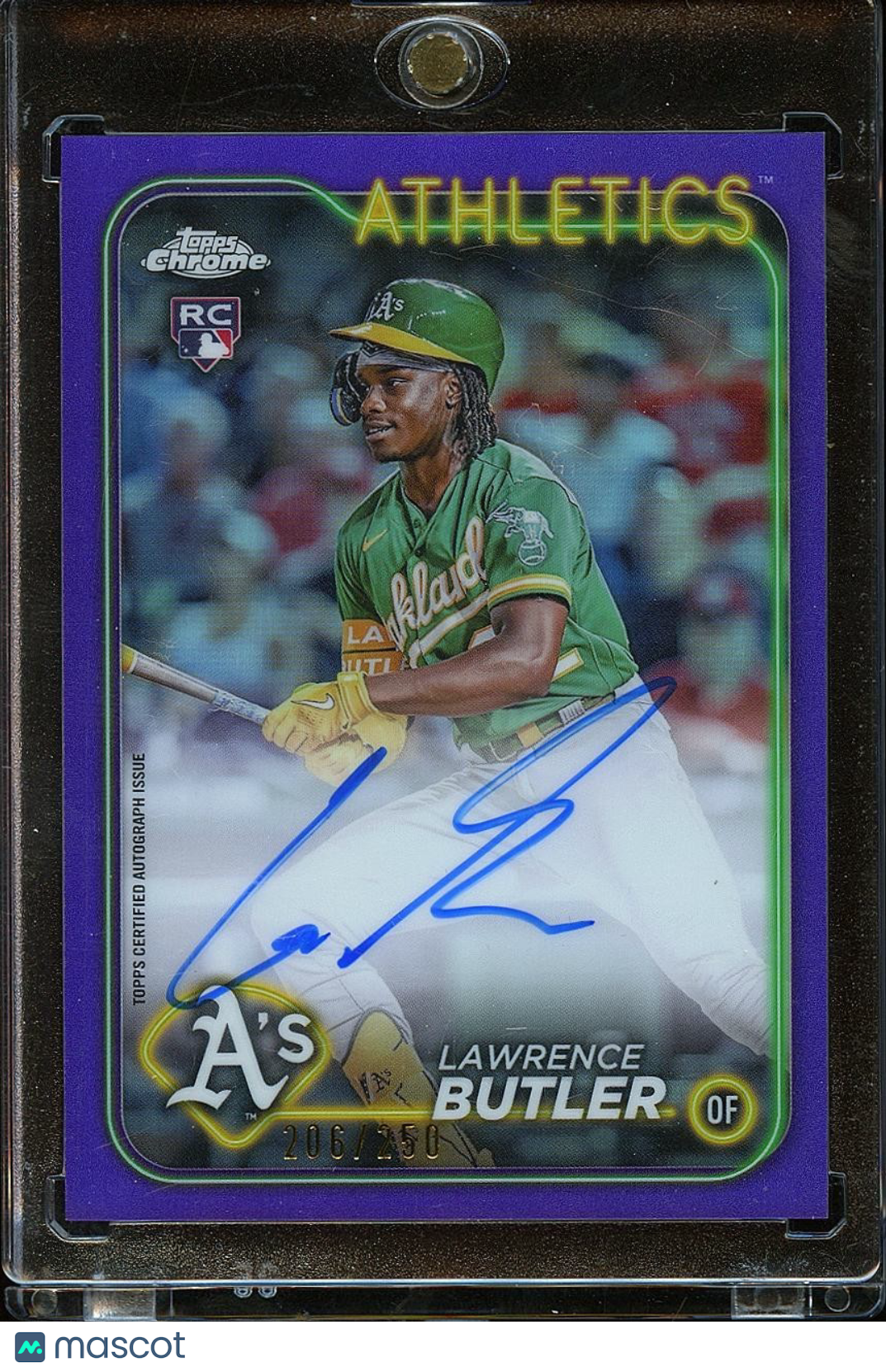 Lawrence Butler 2024 Topps Chrome Purple Auto Autograph RC Athletics 206/250