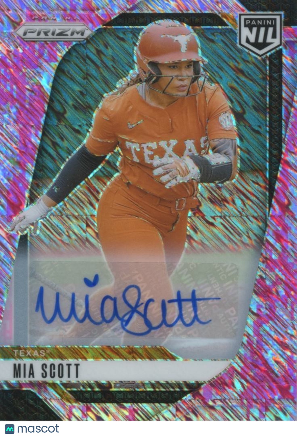 Mia Scott 2025 Prizm NIL Pink Shimmer Auto Autograph Texas Longhorns