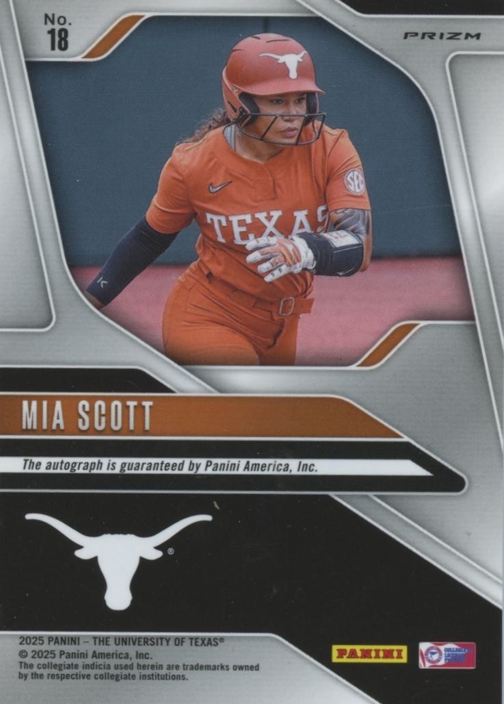Mia Scott 2025 Prizm NIL Pink Shimmer Auto Autograph Texas Longhorns