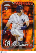 Jasson Dominguez 2024 Topps Chrome Sapphire Orange Refractor Rookie Yankees /25