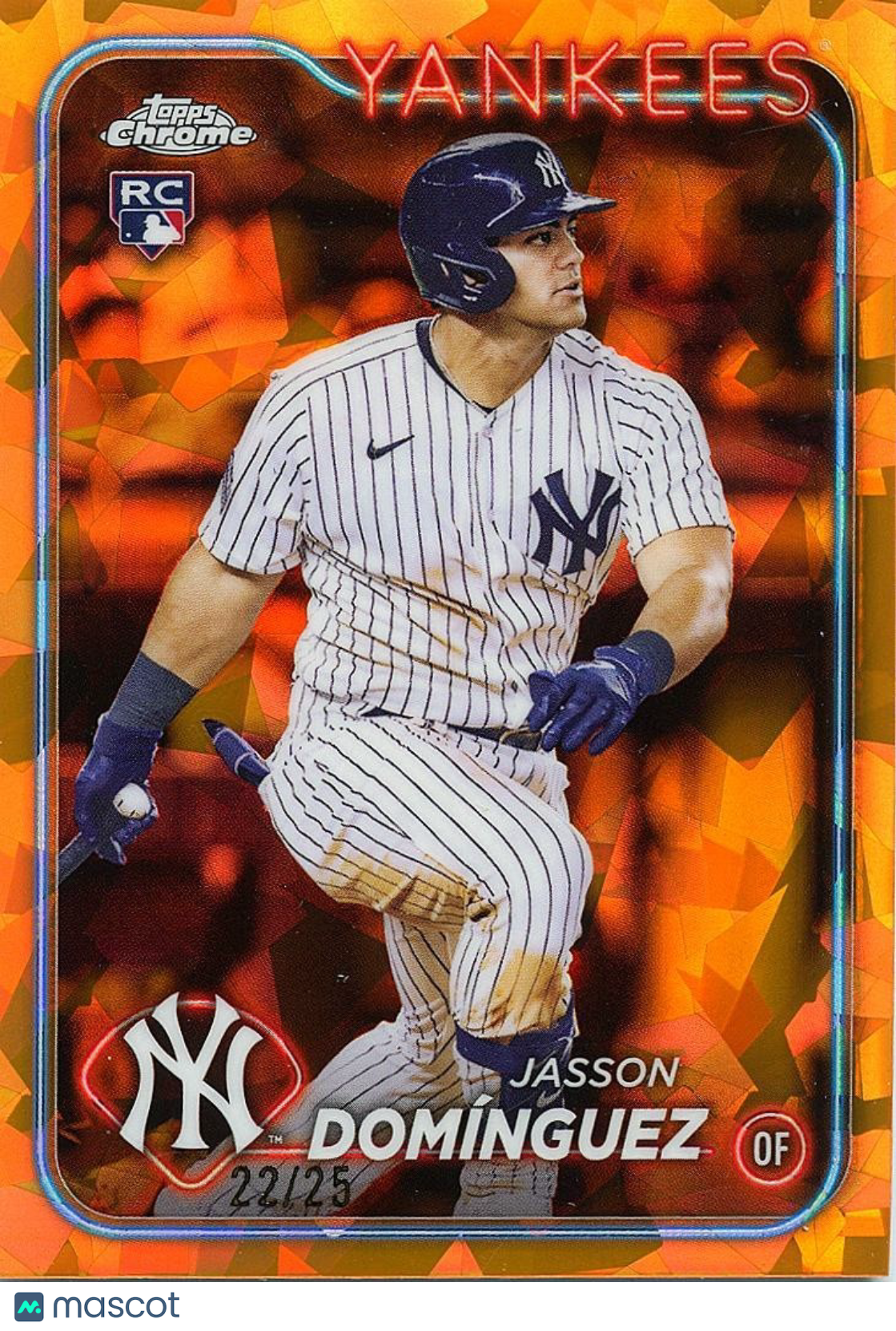 Jasson Dominguez 2024 Topps Chrome Sapphire Orange Refractor Rookie Yankees /25