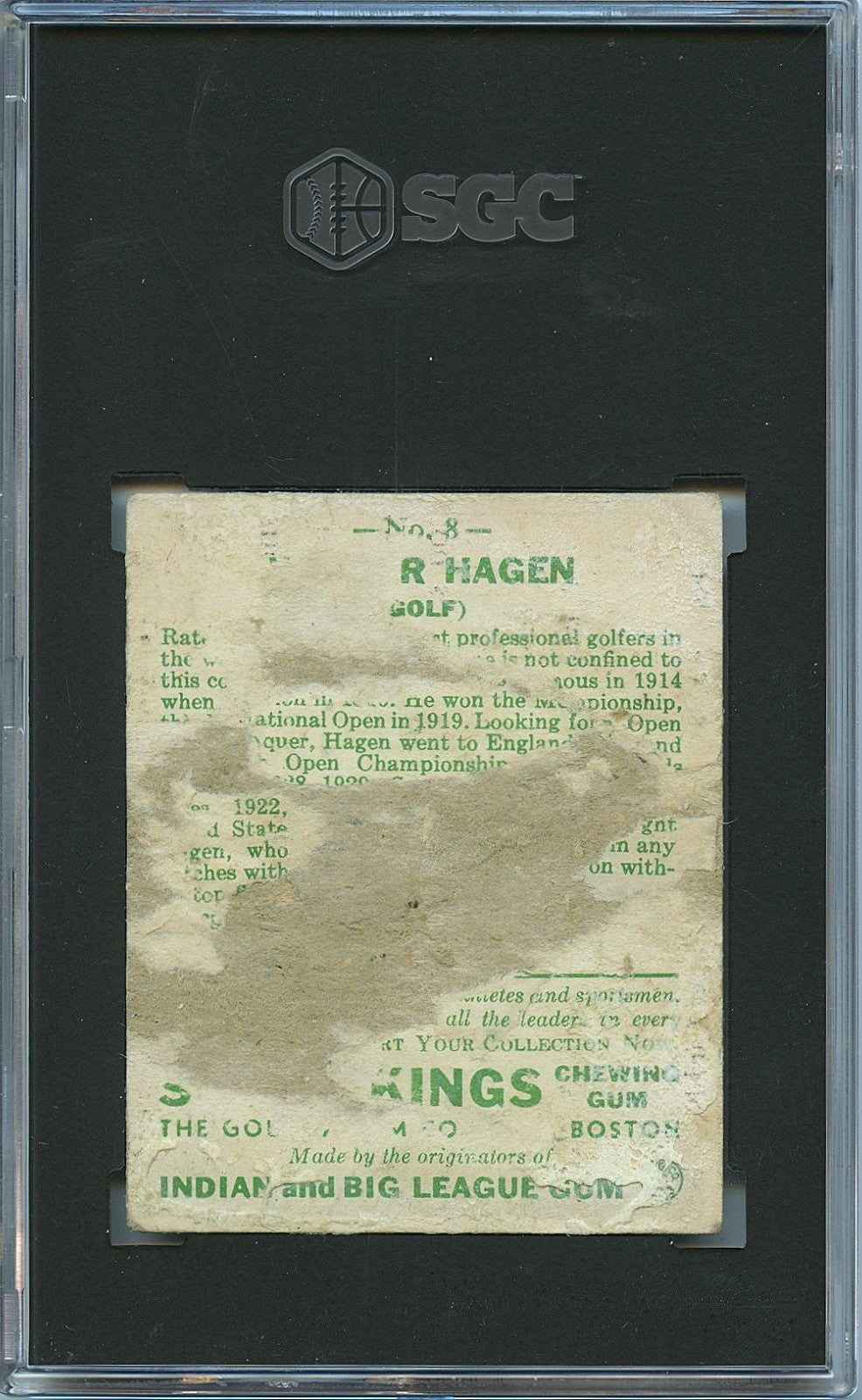 Walter Hagen 1933 Sport Kings Gum Golf #8 SGC 1