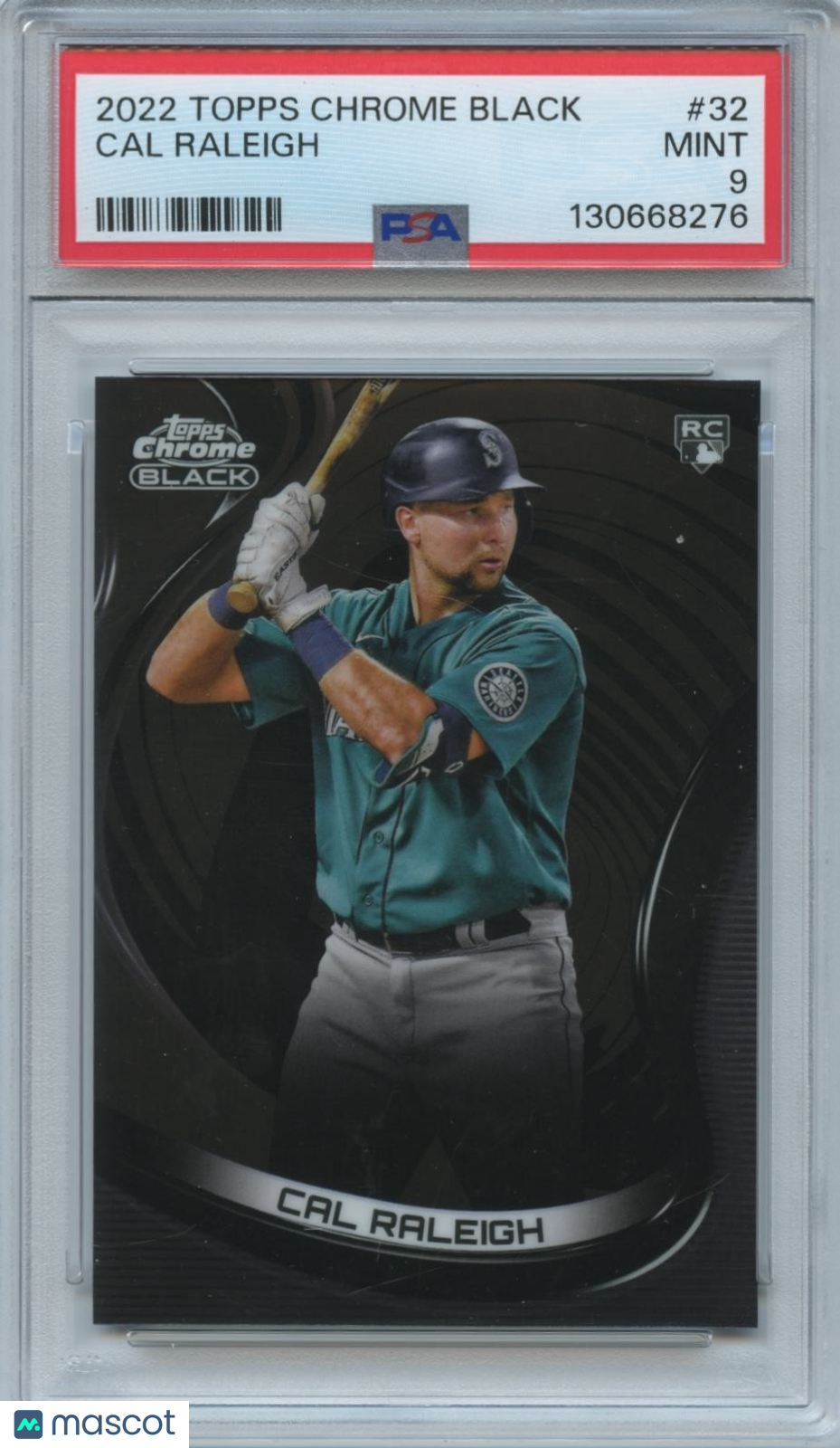 Cal Raleigh 2022 Topps Chrome Black Rookie RC Seattle Mariners #32 PSA 9