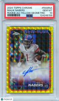 Malik Nabers 2024 Topps Chrome Yellow Auto Autograph RC NY Giants 67/75 PSA 10
